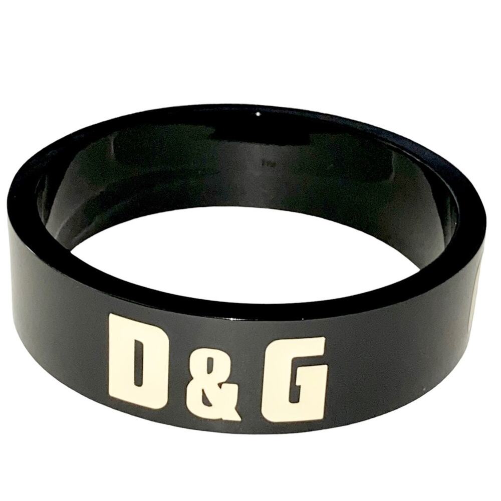 AUTH VTG Y2k Dolce & Gabbana Cool & Sexy Black D&G Logo Bangle Bracelet